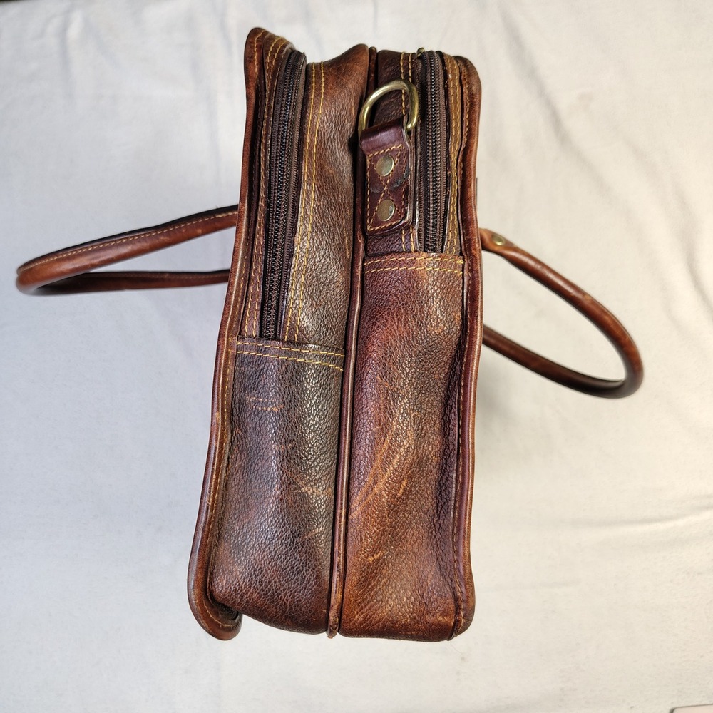 Vintage ORVIS Bullhide Leather Briefcase Brown Patina Gokey Heritage Bag USA - Picture 5 of 13